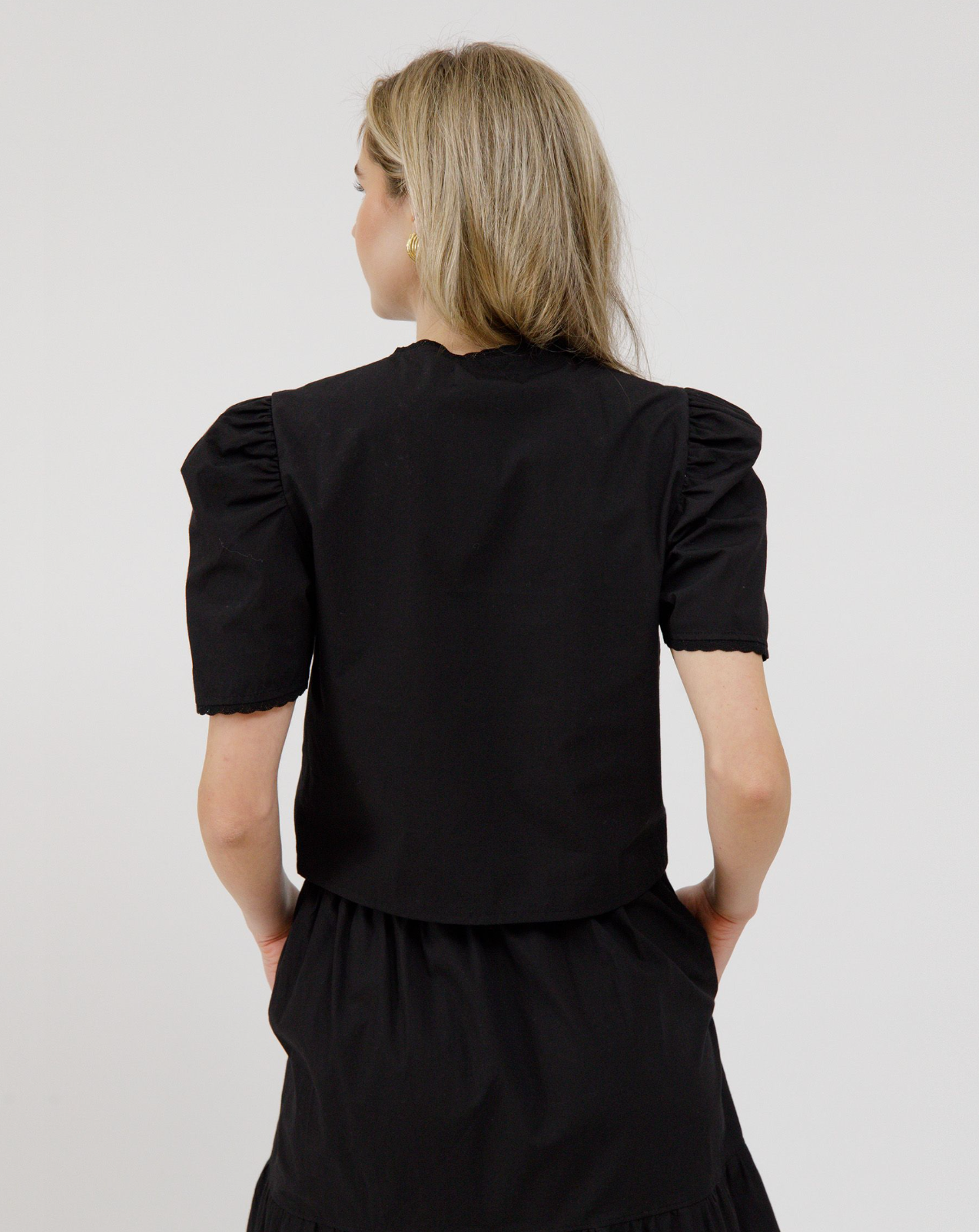 Poplin Tie Up Top - Black