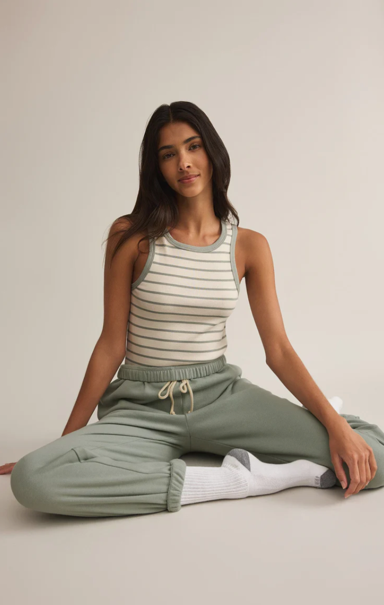 Hadley Striped Tank - Sage