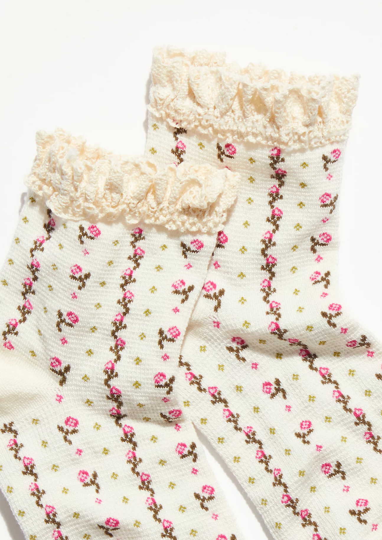 Rosebud Waffle Socks - Pink