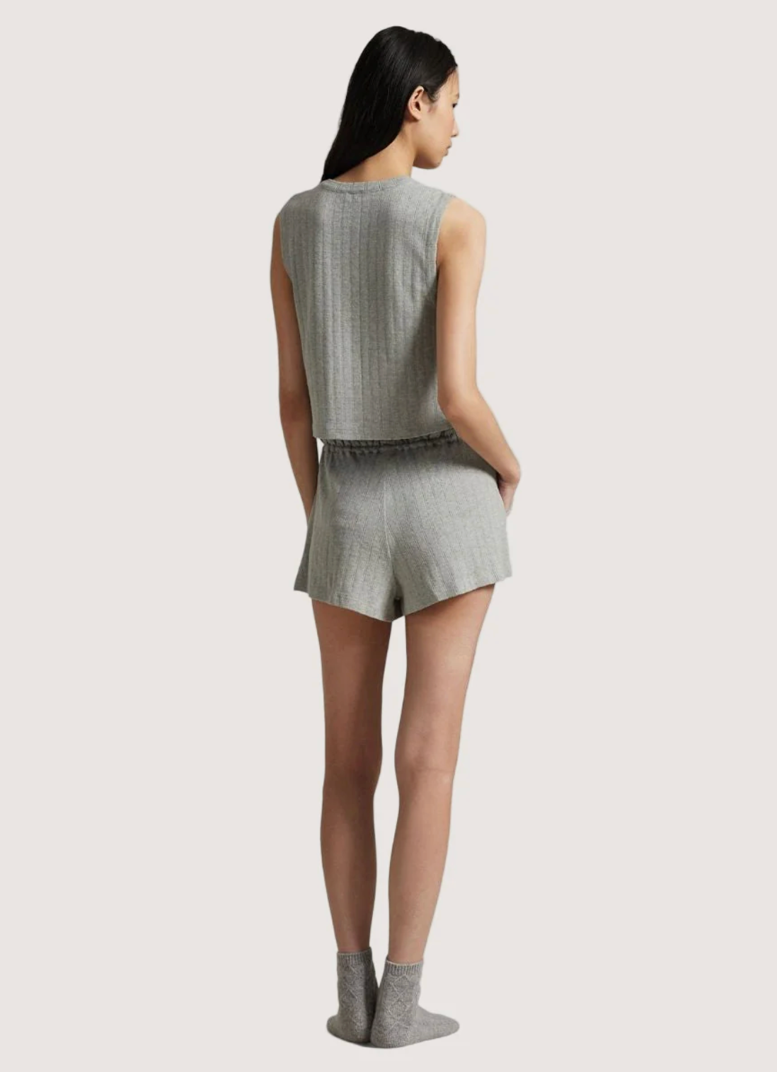 Tank/Gathered Waist Boxer - Heather Grey Set