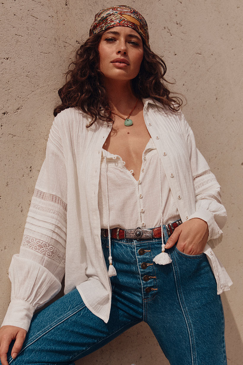 Stevie Lace Shirt - Camellia