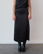 Satin Maxi Skirt - Black