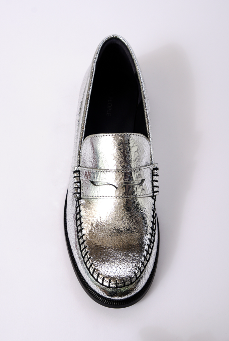 Blanket Stitch Loafer - Pale Pewter