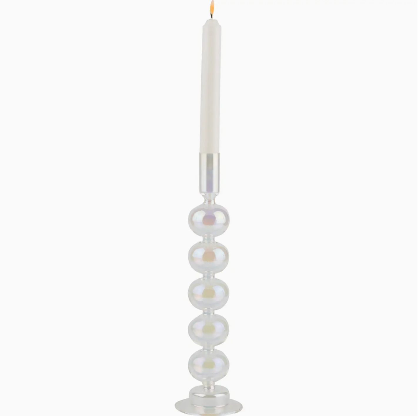 Clear Irisdescent Candlestick - 12 Inch