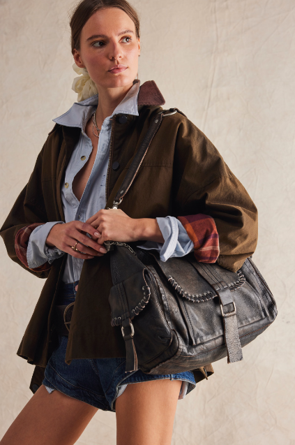 Wtf Leigh Distressed Hobo- Aged Graphite