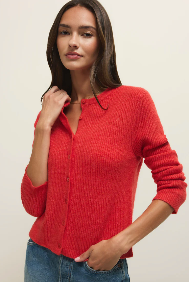 Medina Rib Cardigan - Red Lotus