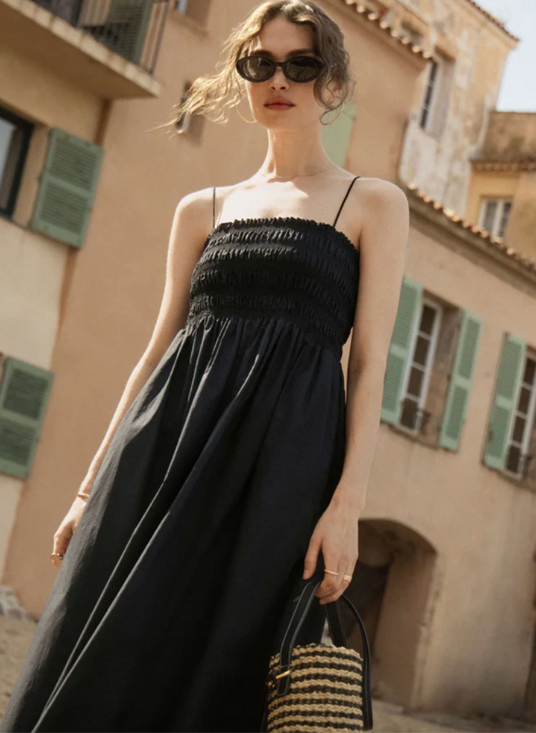 Corneila Poplin Midi Dress - Black