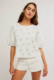 Jessie Eyelet Tee - Whisper White