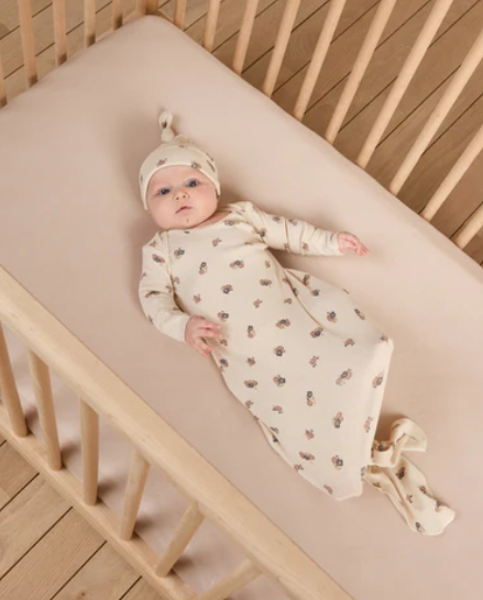 Knotted Baby Gown + Hat Set || Wild Flowers