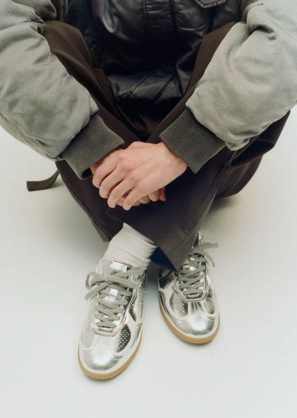Tb.490 Rife Shimmer Silver Leather Sneakers - Alohas