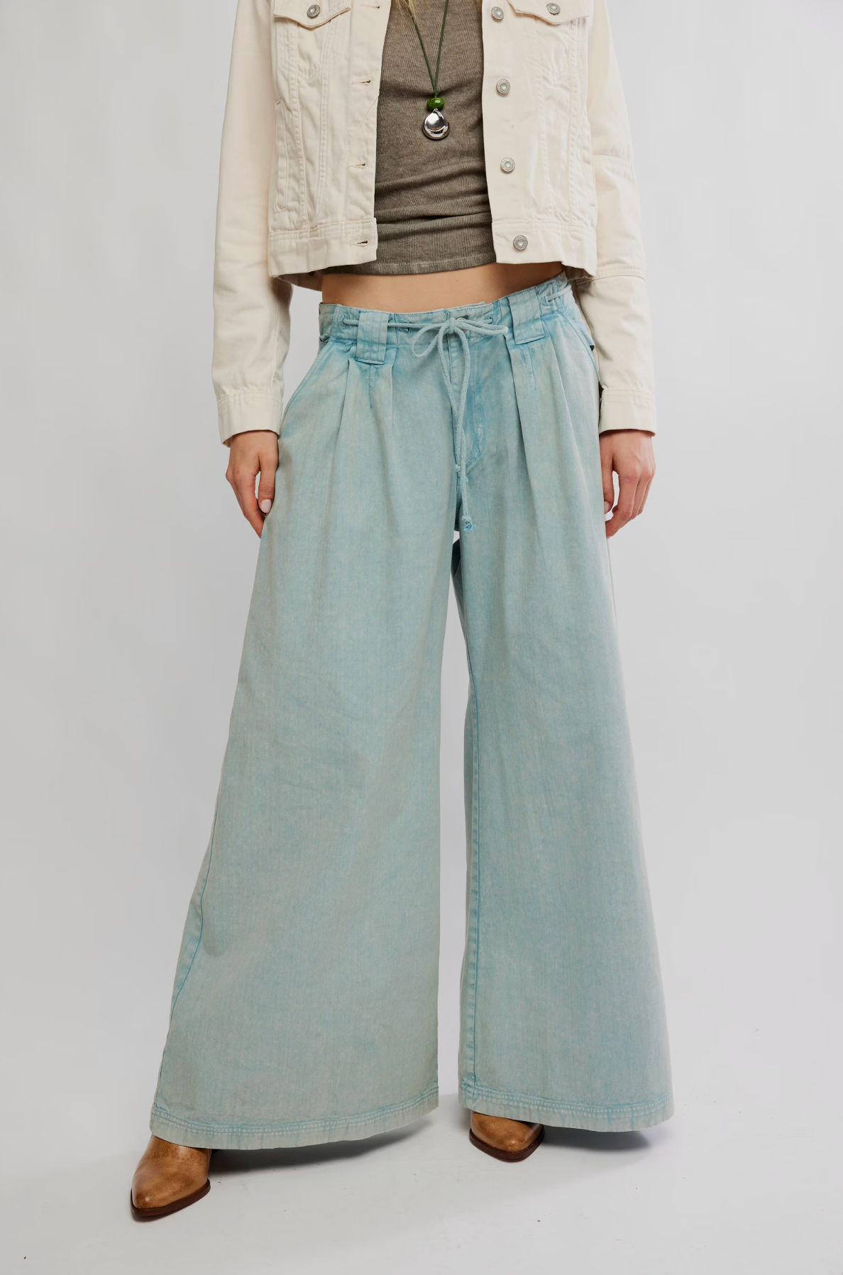 Julien Wide Leg Chino - Pearl Blue