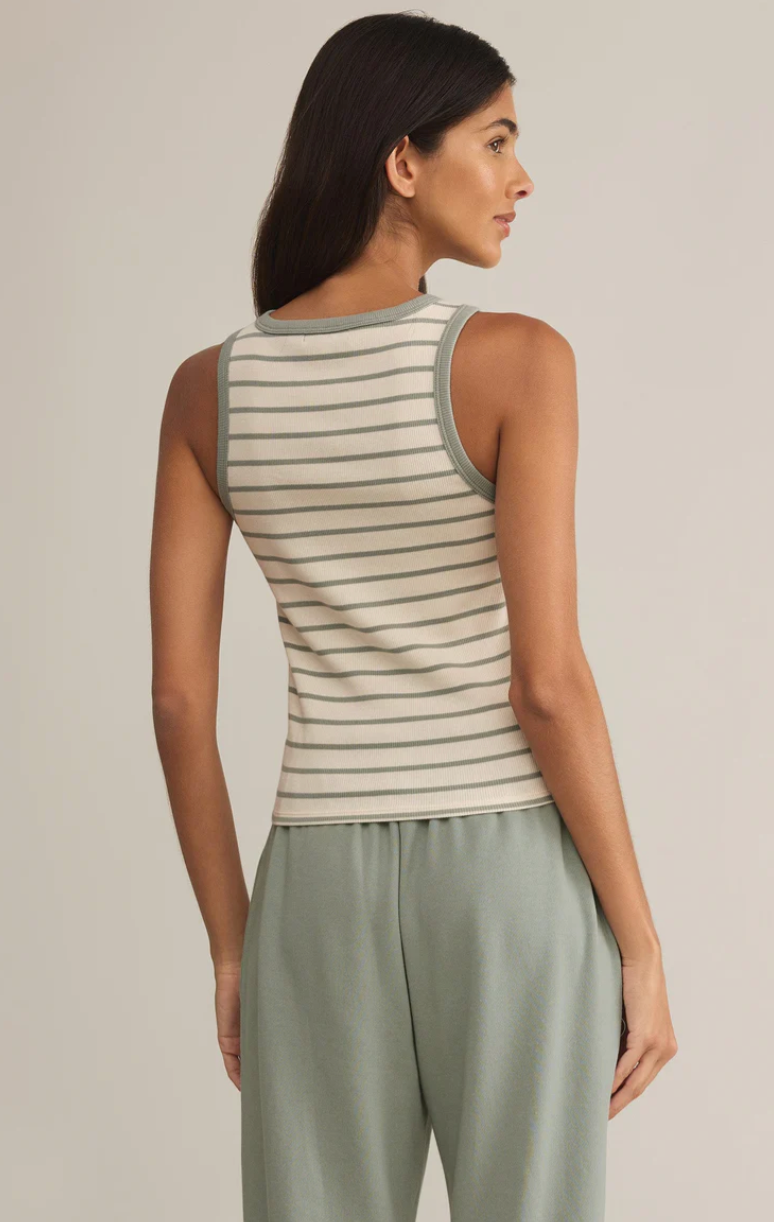 Hadley Striped Tank - Sage