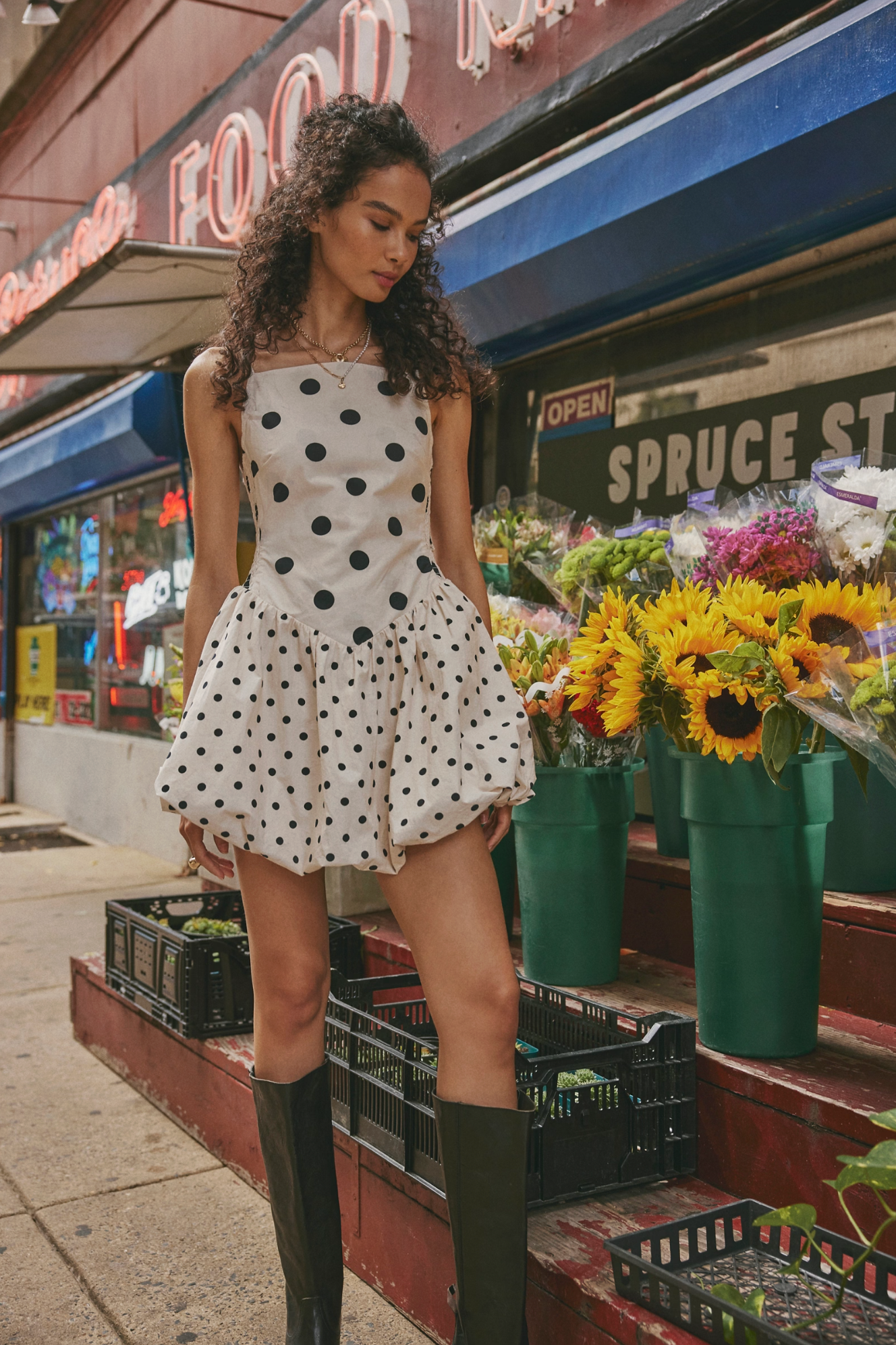 Misty Mini Polka Dot Dress - Tea Combo