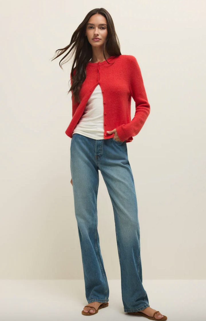 Medina Rib Cardigan - Red Lotus