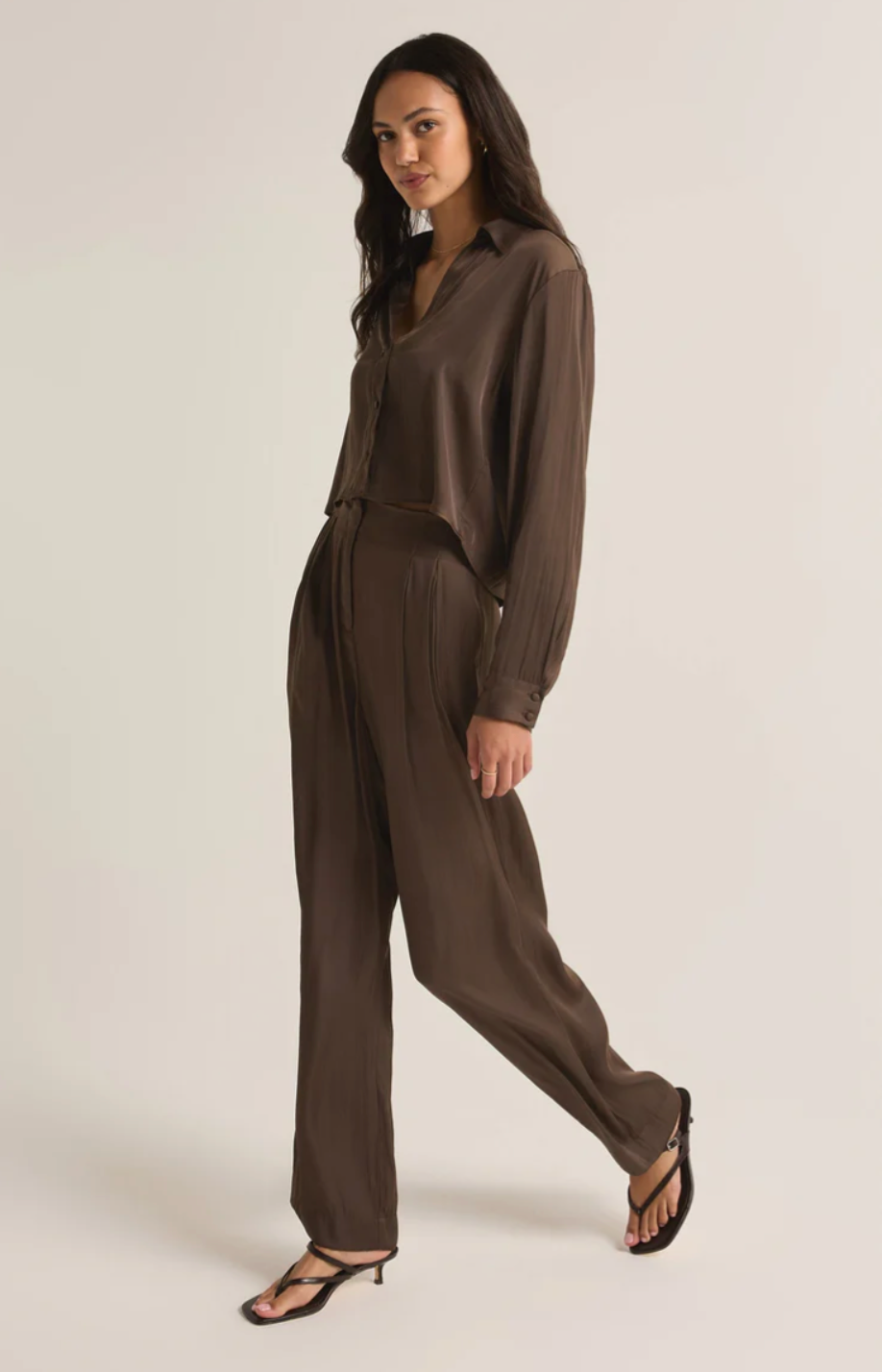 Lisse Wide Leg Pant - Dark Chocolate