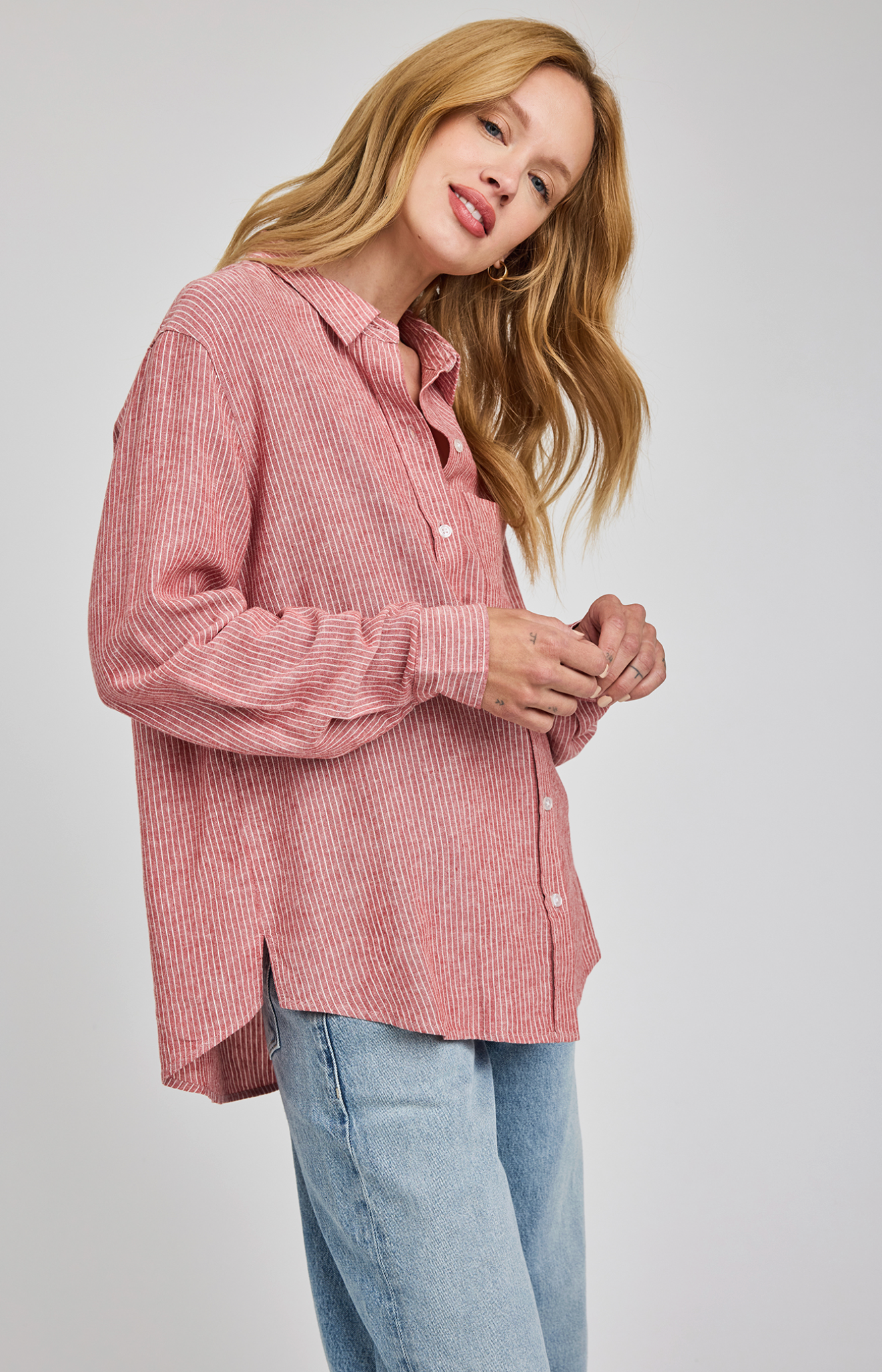 Dominique Shirt - Garnet Stripe