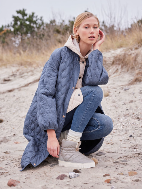 Long Quilt Jacket - Ombre Blue