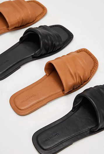 Evelyn Slip On Sandal - Black Tide Leather