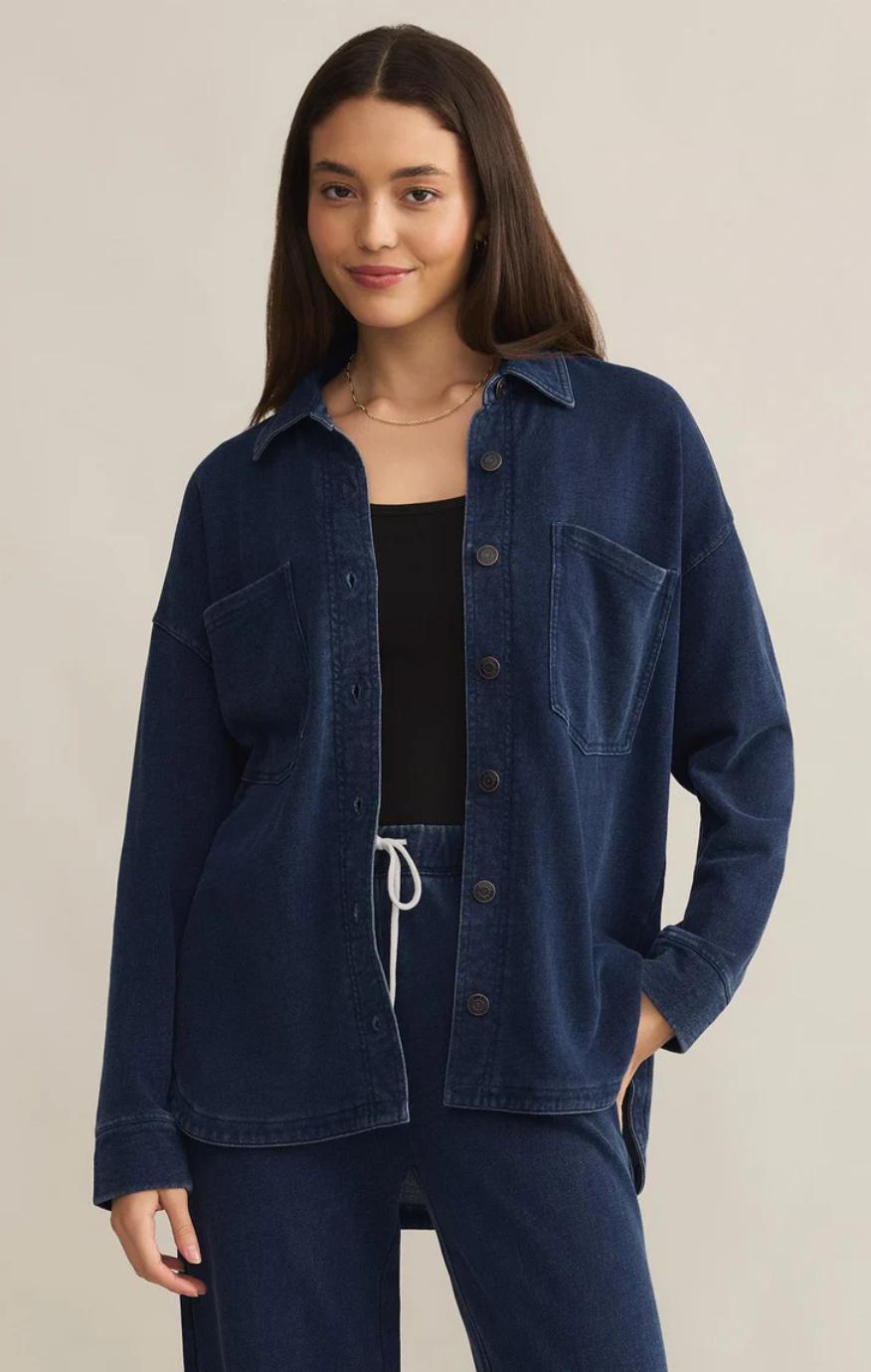 All Day Denim Knit Jacket - Indigo