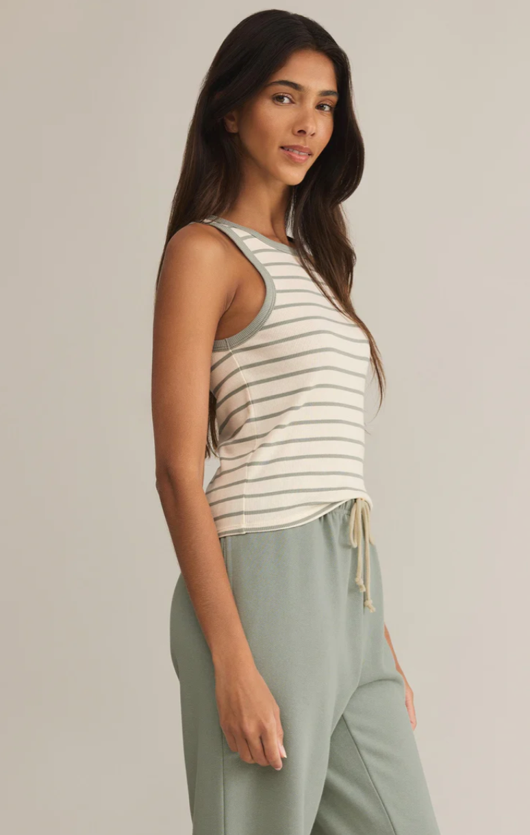 Hadley Striped Tank - Sage