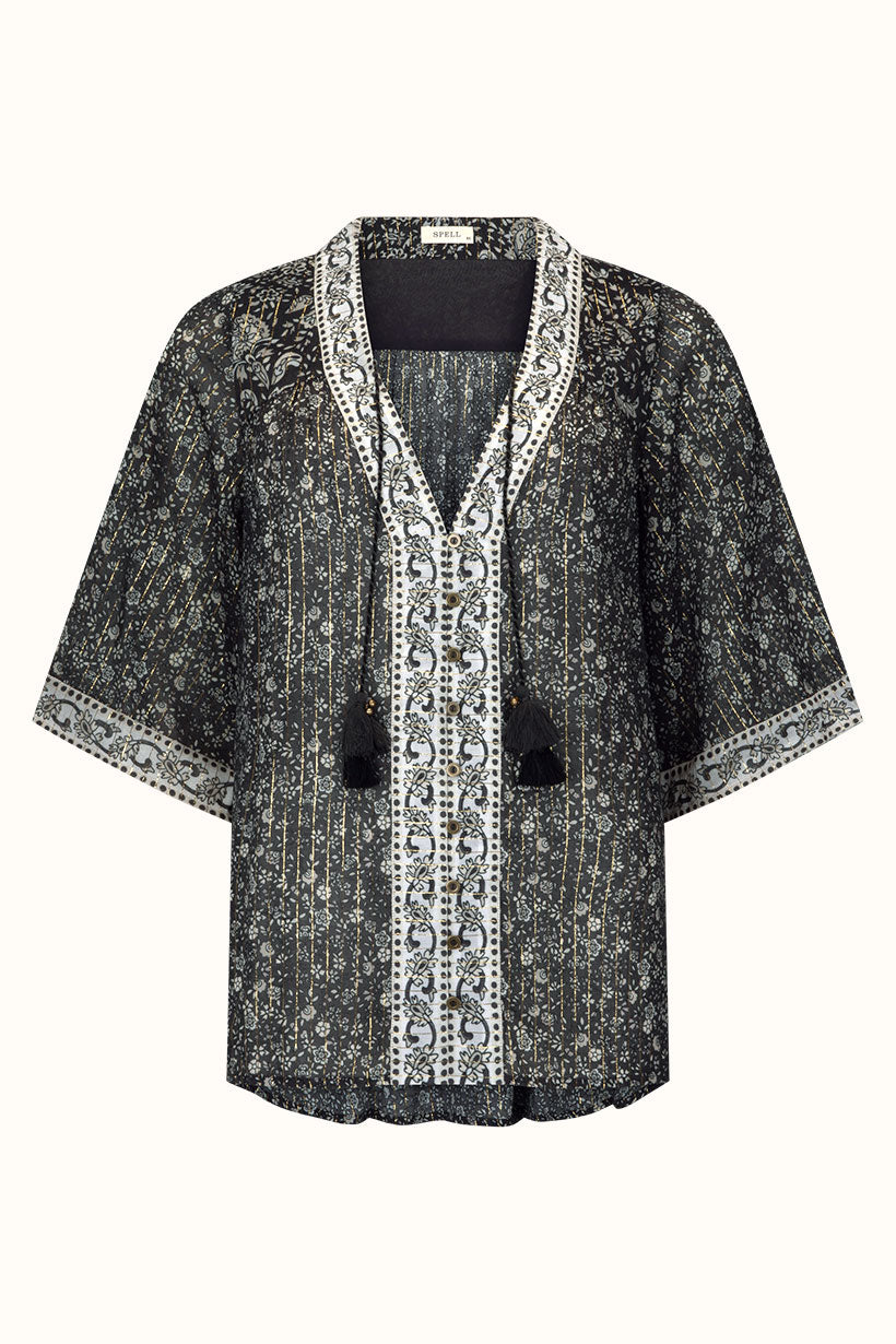 Little Bird Flutter Sleeve Blouse - Midnight
