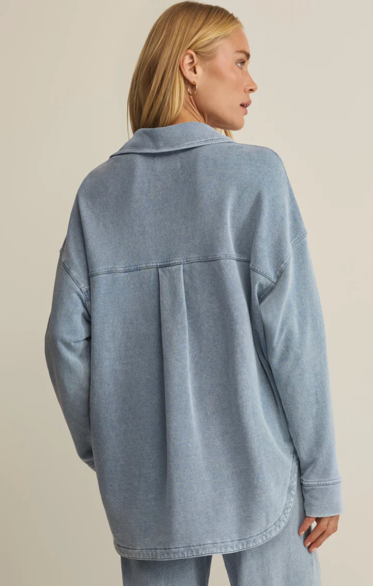 All Day Denim Knit Jacket - Ocean Air Indigo