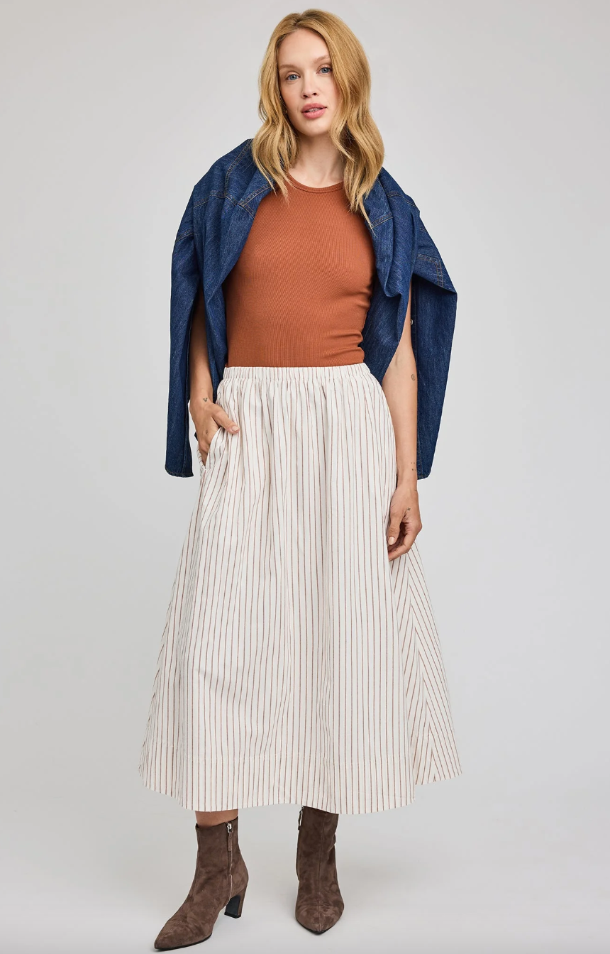 Wilhelmina Skirt - Cream Stripe