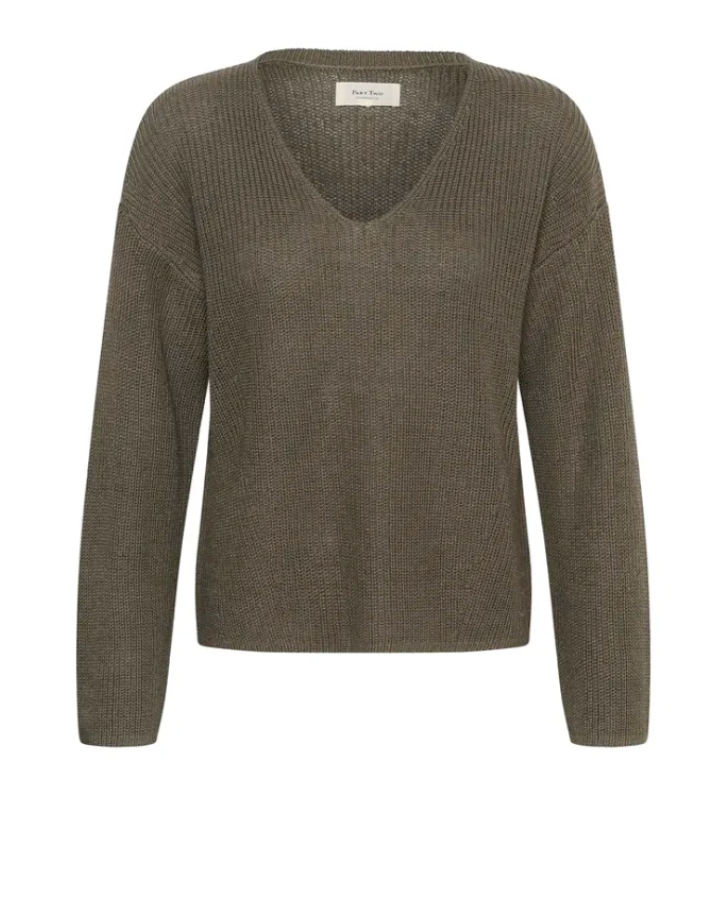 Etronas - V-Neck Sweater - Smokey Olive