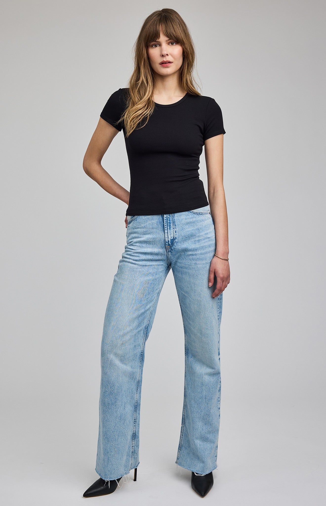 Reagan Ribbed Tee - Black