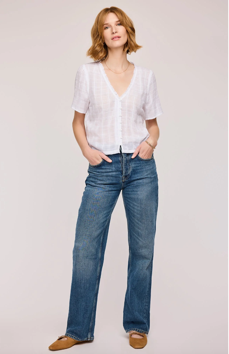 Cordelia Texture Cotton Top - White