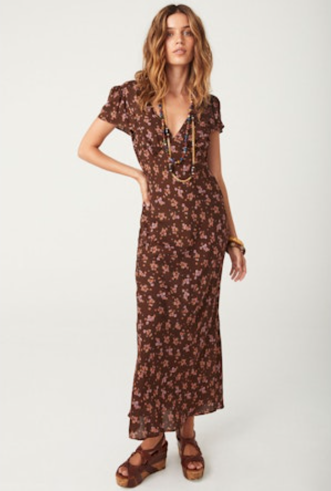 Melody Bias Maxi Dress - Antique Walnut