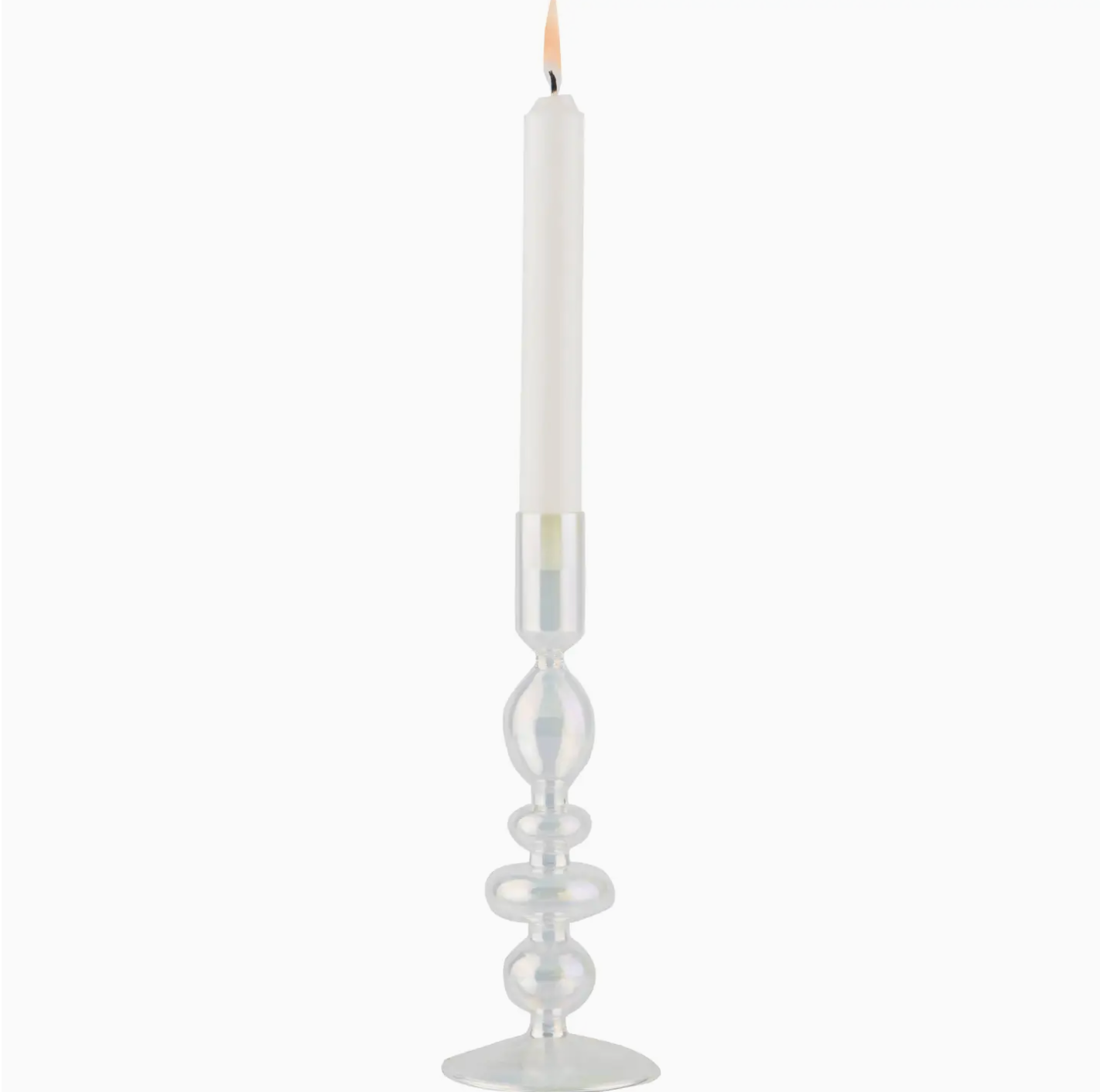 Clear Iridescent Candlestick - 8.5In