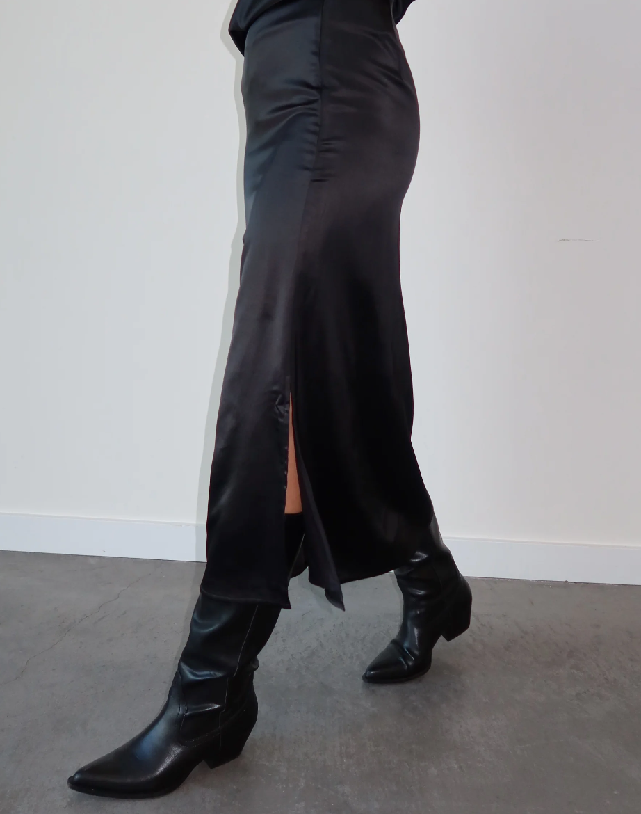 Satin Maxi Skirt - Black
