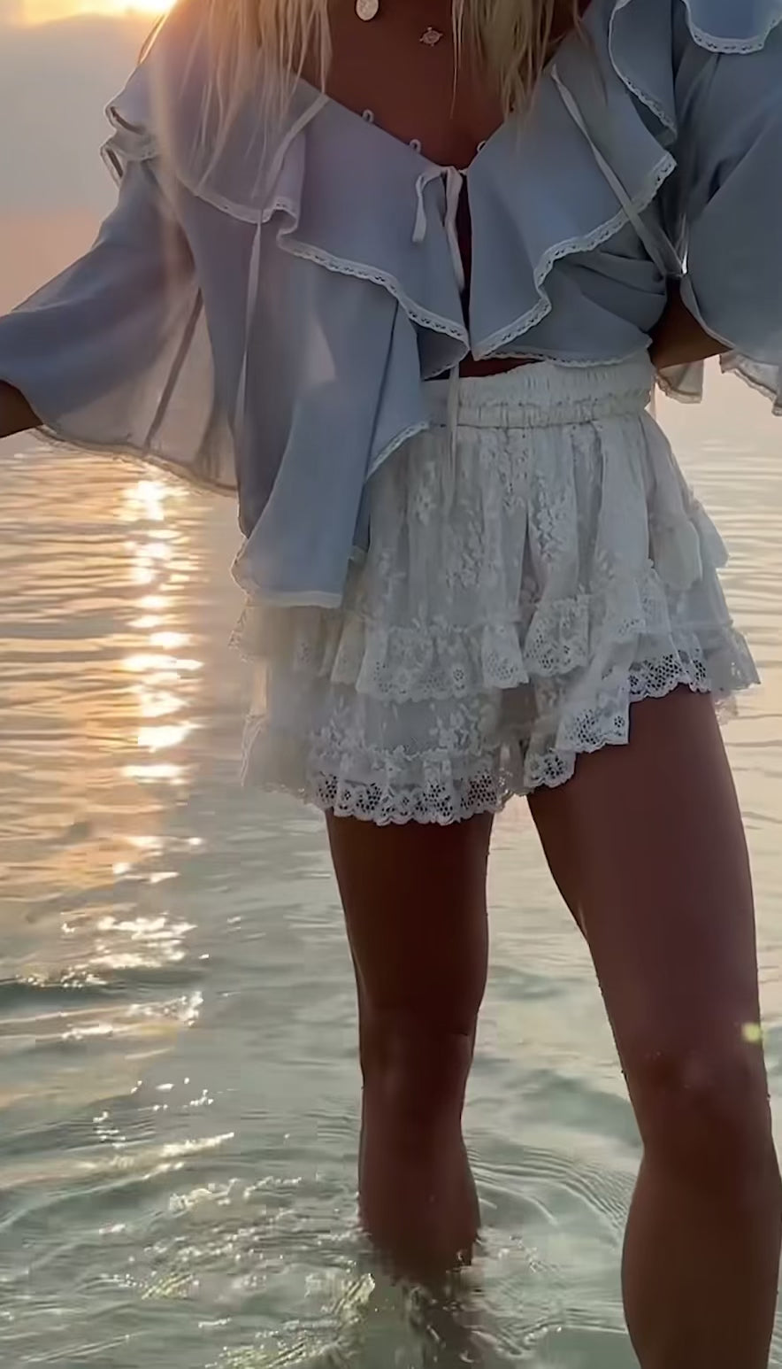 Load video: Labyrinth Lace Mini Skirt - Cloud Cream